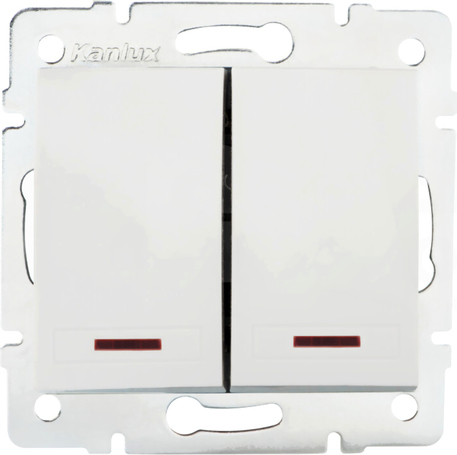 DOMO 01-1120-202 biały Łącznik świecznikowy dwugrupowy z LED