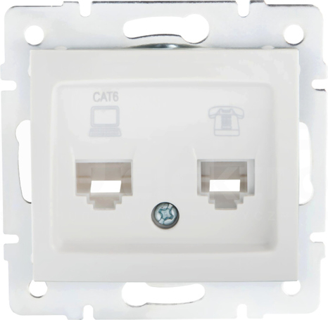 DOMO 01-1440-002 biały Gniazdo komp.-telefon.RJ45 kat6+RJ11