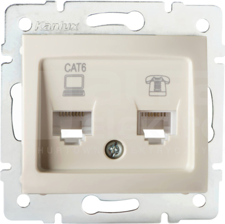DOMO 01-1440-003 kremowy Gniazdo komp.-telefon.RJ45 kat6+RJ11