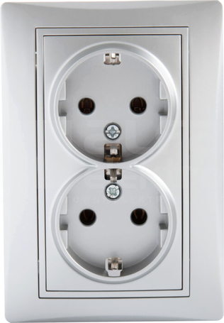 DOMO 01-1270-143 srebrny Gniazdo 2x Schuko komplet.