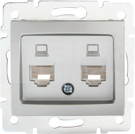 DOMO 01-1410-043 srebrny Gniazdo komp.2x niezal.2xRJ45 kat5e Jack