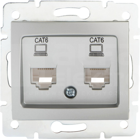 DOMO 01-1420-043 srebrny Gniazdo komp.2x niezal.2xRJ45 kat6 Jack