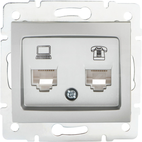 DOMO 01-1430-043 srebrny Gniazdo komp.2x niezal.2xRJ45 kat6 Jack