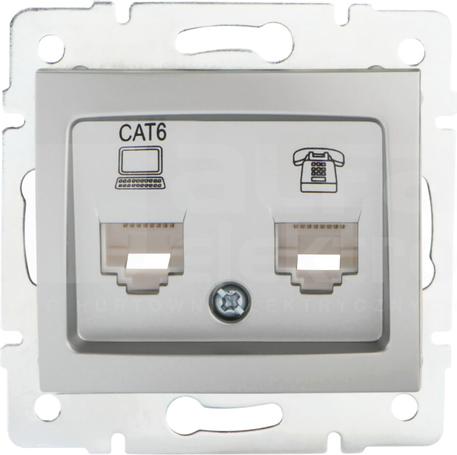 DOMO 01-1440-043 srebrny Gniazdo komp.-telefon.RJ45 kat6+RJ11