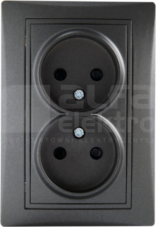 DOMO 01-1280-141 grafit Gniazdo 2x bez uziem.komplet.