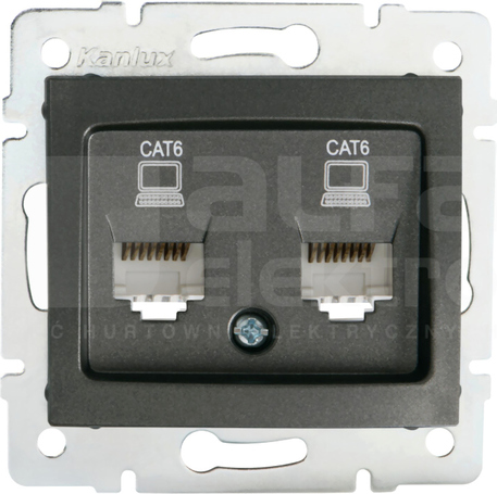 DOMO 01-1420-041 grafit Gniazdo komp.2x niezal.2xRJ45 kat6 Jack