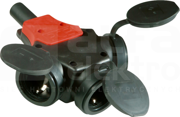 TAURUS 16A 3xSCHUKO IP44 Rozdzielacz gniazdowy gumowy