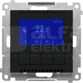 Simon 55 czarny mat Regulator temperatury z wyświetlaczem