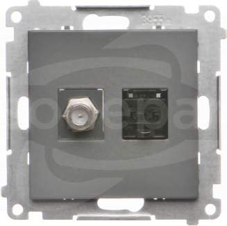 SIMON55 grafitowy mat Gniazdo antenowe typu F+RJ45 kat.6