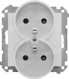 SIMON55 2x2P+Z 16A  aluminium mat Gniazdo wtyczkowe podwójne z przesłonami styków