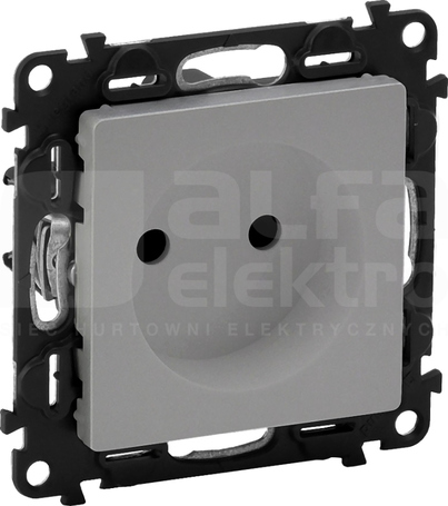 VALENA LIFE 2P aluminium Gniazdo zacisk automat.