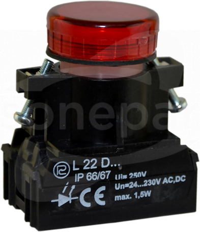 L22DBc 24-230VAC/DC czer Lampka diodowa błyskająca