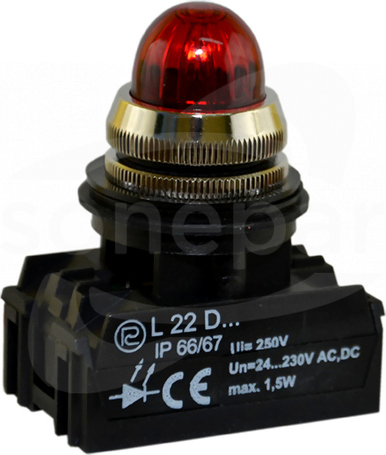 L22GDBc 24-230VAC/DC czer Lampka diodowa błyskająca