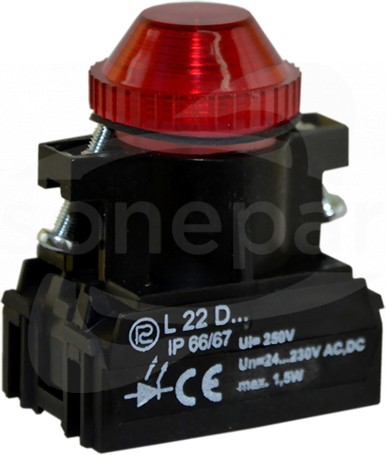 L22WDBc 24-230VAC/DC czerwon Lampka diodowa błyskająca