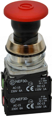 NEF30-UDRc X3Y czerwony Przycisk dłoniowy rygl.szcz.