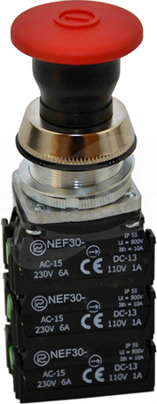 NEF30-UDRc X4Y czerwony Przycisk dłoniowy rygl.szcz.