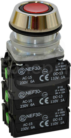NEF30-UKc 6X czerwony Przycisk sterown.kr.szczelny