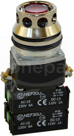 NEF30-UKLc 2X2Y/24V czer Przycisk kryty podśw.szczel.
