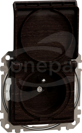SEDNA ELEMENTS 2P+Z IP44 wenge Gniazdo sieciowe z przesłonami
