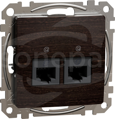 SEDNA ELEMENTS 2xRJ45 kat.5e UTP wenge Gniazdo komputerowe