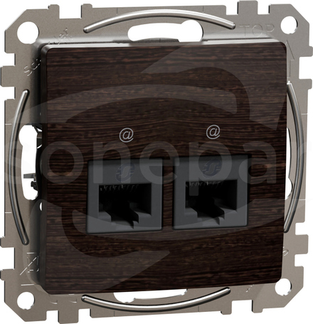 SEDNA ELEMENTS 2xRJ45 kat.6 UTP wenge Gniazdo komputerowe