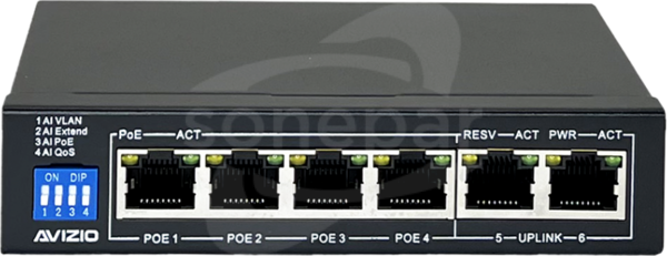 6xRJ45-4 porty RJ45 PoE+2xRJ45+1Gb/s Switch