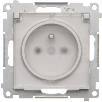 SIMON55 2P+Z 16A do wersji IP44 aluminium mat Gniazdo wtyczkowe klapka transparentna bez uszczelki