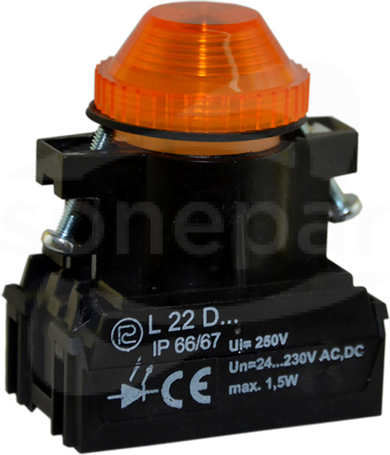 L22WDg/W3 24-230VAC/DC żółt Lampka diodowa wyk.morskie
