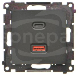 SIMON55 czarny mat C+A 30W Ładowarka USB podwójna