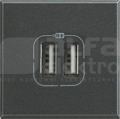 USB 2x750mA 5V 2M antracyt Gniazdo USB