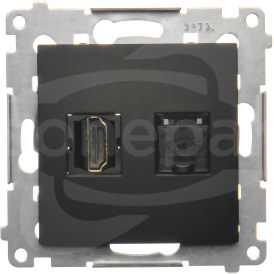 SIMON54 czarny mat Gniazdo HDMI/RJ45 kat 6