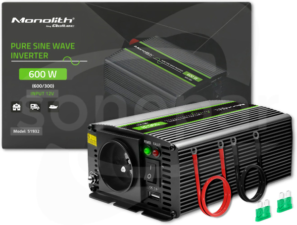 DC/AC 300W Uwyj 230VAC 12VDC 105x200x55mm 89% Przetwornica