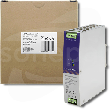 75W 12VDC 6 3A 220-240VAC Zasilacz impulsowy
