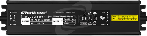 LED 100W 12VDC 8 3A 220-240VAC IP67 OUT 1 Zasilacz impulsowy