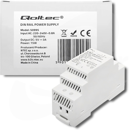 15W 5VDC 3A 220-240VAC IP20 Zasilacz impulsowy