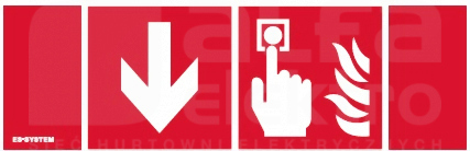PIKTOGRAM 100x300 Piktogram Alarm PPOZ,STRZ.W DÓŁ,LEWO