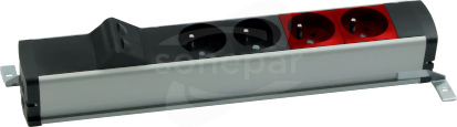 Simon 480 aluminium-czarny Listwa standardowa 2 gn typ E 2 gn UPS i płytka 2xRJ45