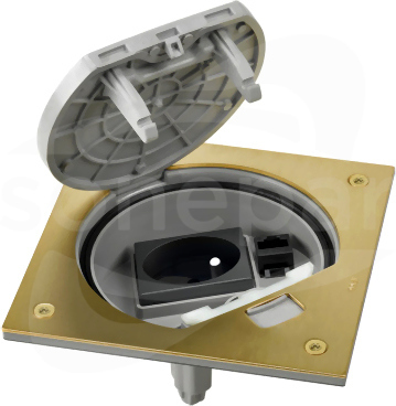 KSE IP66 IK07 Schuko+RJ45 kat.6 UTP mosiądz Wkład puszki podłogowej