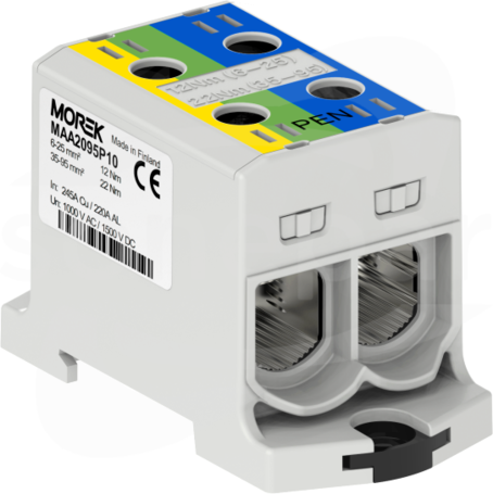 OTL-PEN95 2xAl/Cu 6-95mm2 1000V żół./ziel./nieb. Zacisk uniwersalny 2 tory zwarte