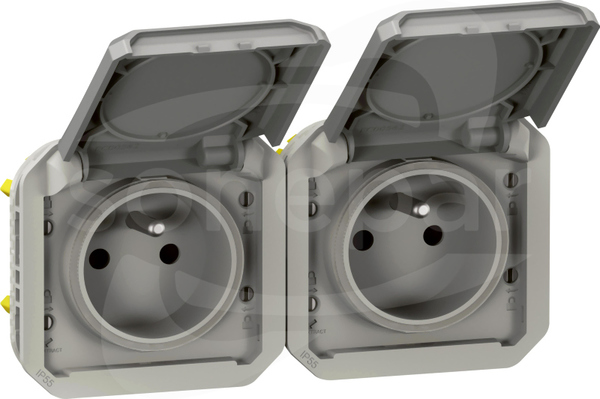 NOWE PLEXO GNIAZDO 2X2P+Z 16A 250V szary Gniazdo poziome mechanizm