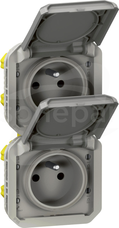 NOWE PLEXO GNIAZDO 2X2P+Z 16A 250V szary Gniazdo pionowe mechanizm