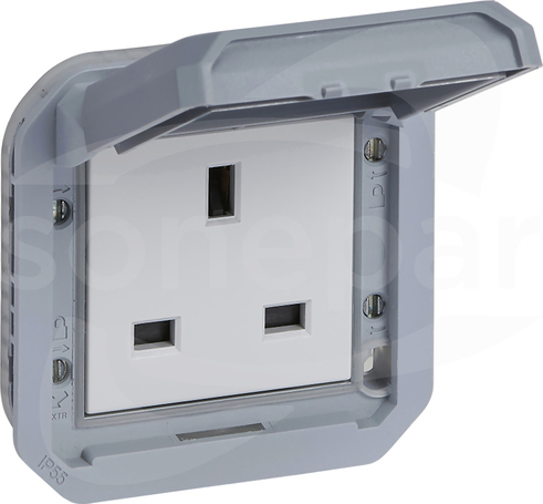 NOWE PLEXO 2P+Z 13A 250V szary Gniazdo standard brytyjski