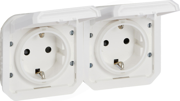 NOWE PLEXO 2x2P+Z poziome białe Gniazdo schuko