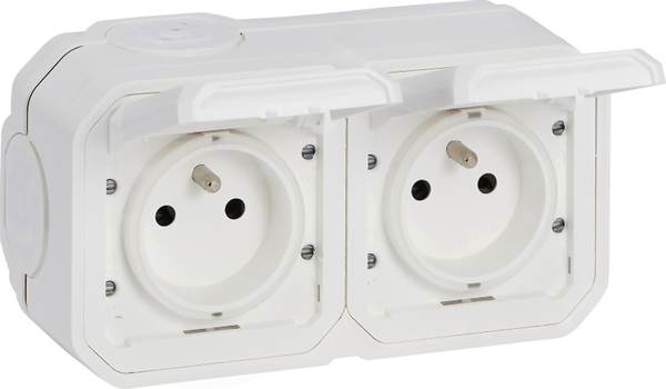 NOWE PLEXO 2X2P+Z 16A 250V białe Gniazdo poziome komplet