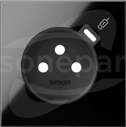Simon 100 1xUSB C czarny Pokrywa do gniazda