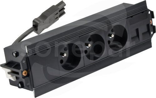 Simon 480 czarny Indesk 3 gn typ E i płytka dla 2 złączy RJ45