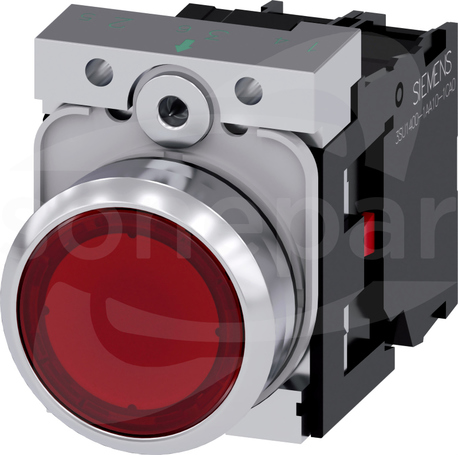 SIRIUS ACT 22mm 1NC z samop.czerwony Przycisk płaski podśw+bl.LED metal
