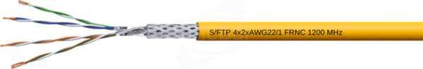 S/FTP 4x2xAWG22/1 FRNC 1200 MHz, KAT. 7A żółty Przewód teleinformatyczny ekranowany