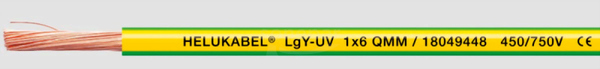 LgY UV 1x6 /750V żółto-zielony Przewód jednożyłowy odporny na UV
