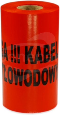 "UWAGA KABEL ŚWIATŁOWODOWY" pomarańczowa Folia ostrzegawcza